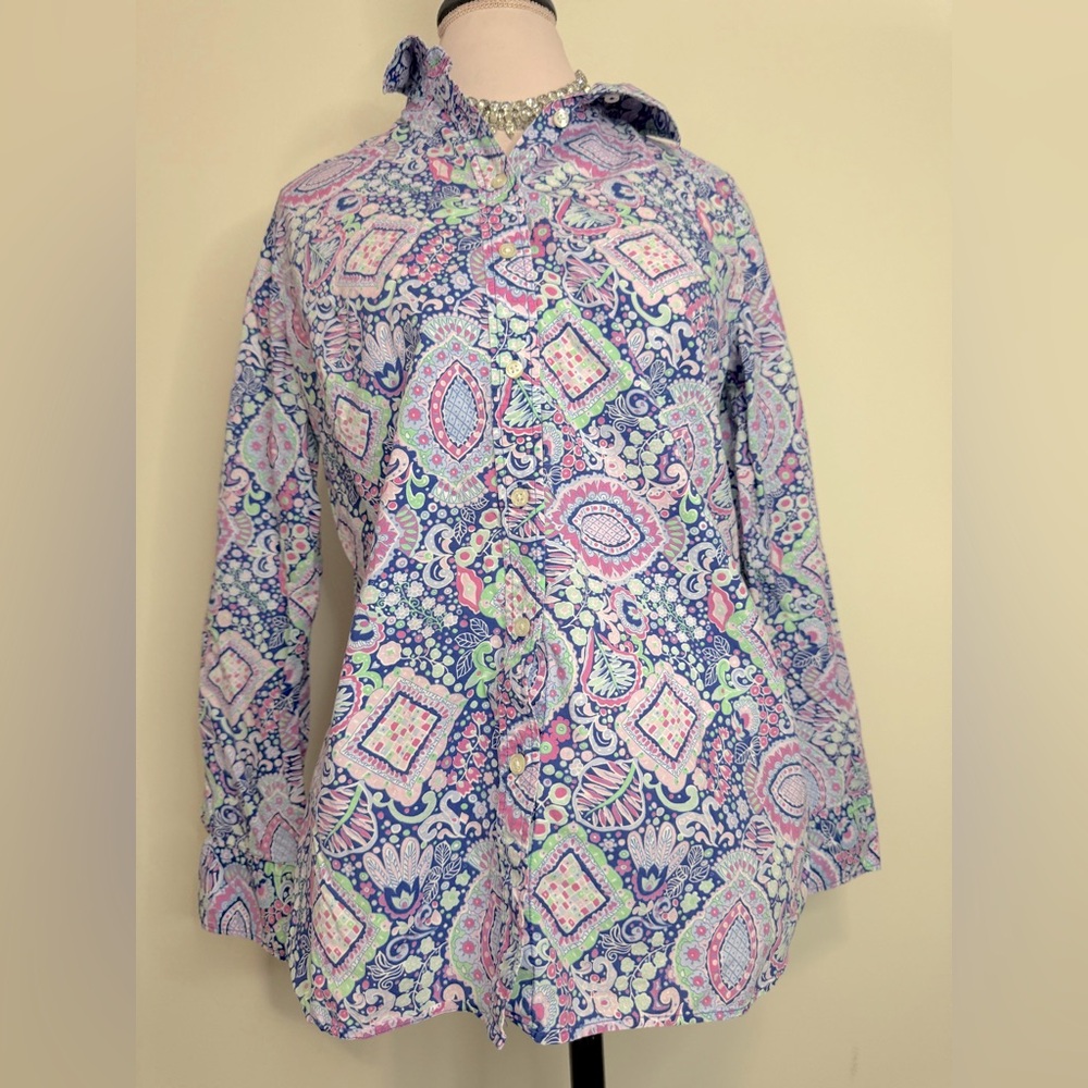 Talbots Colorful Paisley Button-Up blouse 100% cotton in size medium